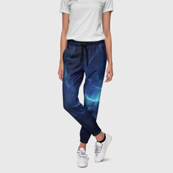 Синяя абстракция и вихрь – Женские брюки 3D с принтом купить