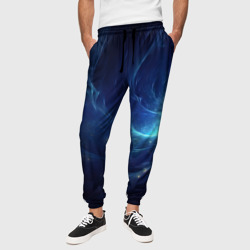 Синяя абстракция и вихрь – Мужские брюки 3D с принтом купить