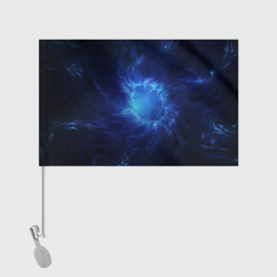 Флаг с принтом Яркая вспышка в синей абстракции для любого человека, вид спереди №2. Цвет основы: белый