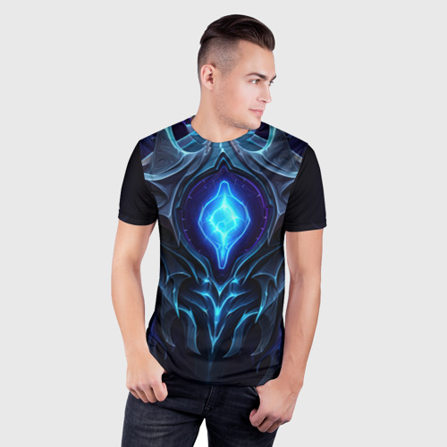 Мужская футболка 3D Slim с принтом Магическая синяя абстракция, фото на моделе #1