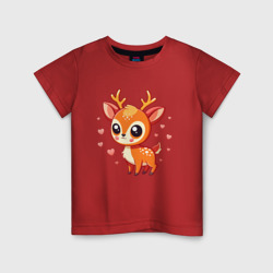 Оленёнок и сердечки – Детская футболка хлопок с принтом купить со скидкой в -20%