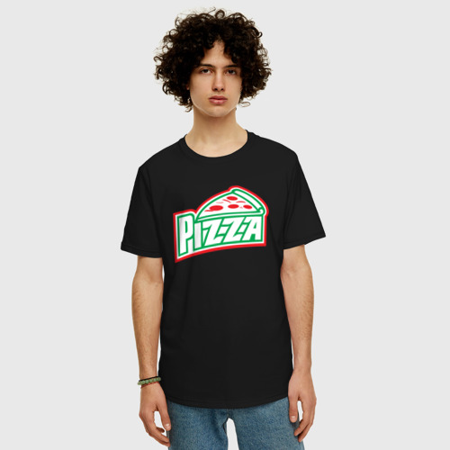 Мужская футболка хлопок Oversize с принтом Пицца из Италии, фото на моделе #1