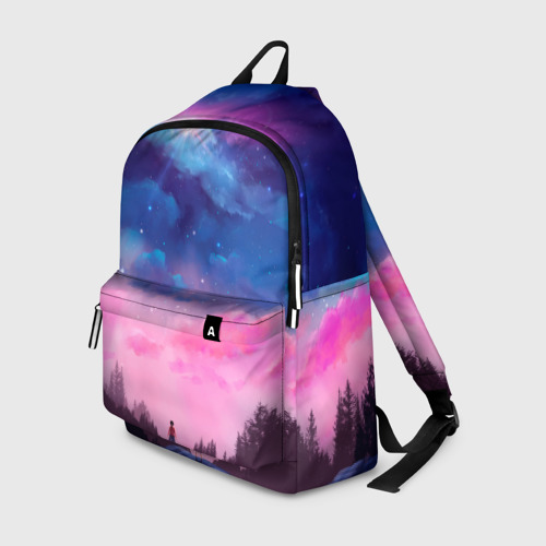 Рюкзак с принтом Небо сине-розовое на природе, вид спереди №1