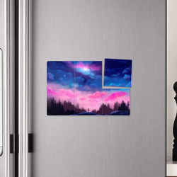Плакат с принтом Небо сине-розовое на природе для любого человека, вид спереди №4. Цвет основы: белый