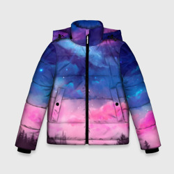 Небо сине-розовое на природе – Зимняя куртка для мальчиков 3D с принтом купить