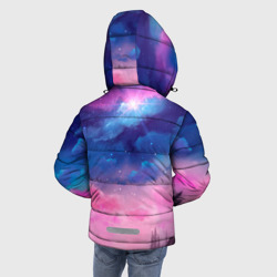 Куртка с принтом Небо сине-розовое на природе для любого человека, вид сзади №2. Цвет основы: черный
