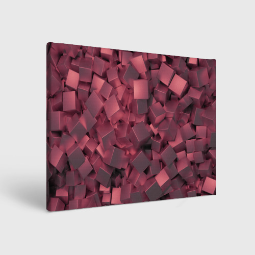 Холст прямоугольный с принтом Кубики металлические красные, вид спереди №1
