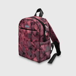 Рюкзак с принтом Кубики металлические красные для ребенка, вид на модели спереди №3. Цвет основы: белый