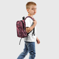 Рюкзак с принтом Кубики металлические красные для ребенка, вид сзади №1. Цвет основы: белый