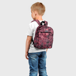 Рюкзак с принтом Кубики металлические красные для ребенка, вид на модели спереди №2. Цвет основы: белый
