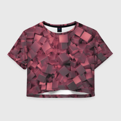 Кубики металлические красные – Женская футболка Crop-top 3D с принтом купить