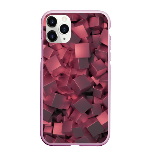 Чехол для iPhone 11 Pro матовый с принтом Кубики металлические красные, вид спереди №1
