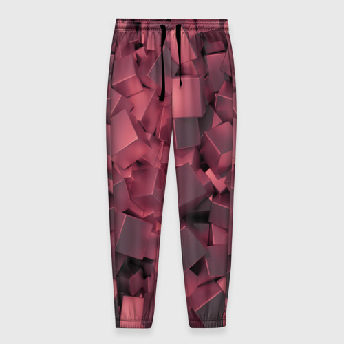 Мужские брюки с принтом Кубики металлические красные, вид спереди №1