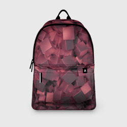Рюкзак с принтом Кубики металлические красные для любого человека, вид спереди №3. Цвет основы: белый