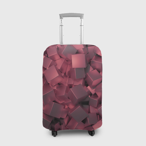 Чехол для чемодана с принтом Кубики металлические красные, вид спереди №1