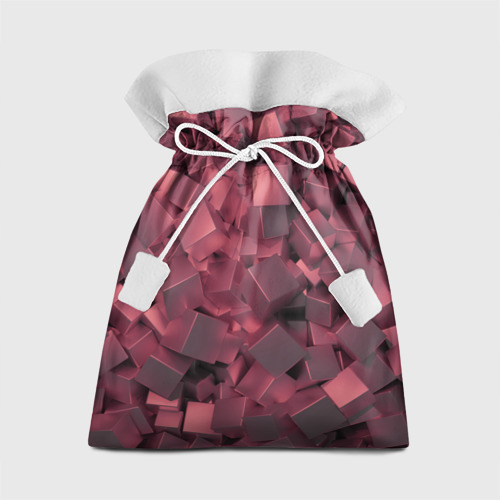 Подарочный мешок с принтом Кубики металлические красные, вид спереди №1