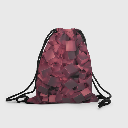 Рюкзак-мешок с принтом Кубики металлические красные, вид спереди №1
