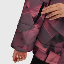Куртка с принтом Кубики металлические красные для женщины, вид на модели спереди №4. Цвет основы: черный