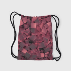 Рюкзак с принтом Кубики металлические красные для любого человека, вид сзади №2. Цвет основы: белый