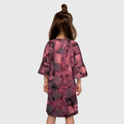 Платье с принтом Кубики металлические красные для ребенка, вид на модели сзади №2. Цвет основы: белый