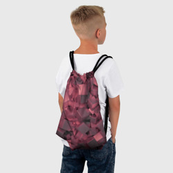 Рюкзак с принтом Кубики металлические красные для любого человека, вид спереди №3. Цвет основы: белый