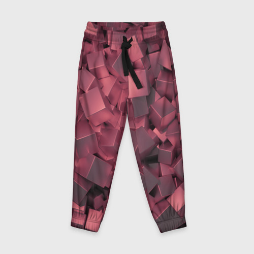 Детские брюки с принтом Кубики металлические красные, вид спереди №1