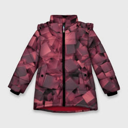 Кубики металлические красные – Зимняя куртка для девочек 3D с принтом купить