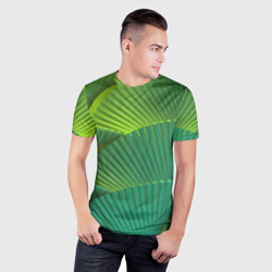 Мужская футболка 3D Slim Объемные веерные столбики - фото 2