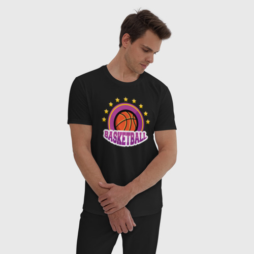 Мужская пижама хлопок Basket stars, цвет черный - фото 3