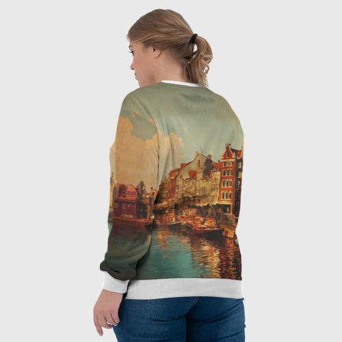 Женский свитшот 3D Винтажная открытка городского канала, цвет 3D печать - фото 7
