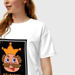 Женская футболка хлопок Oversize Веселый король смайликов - Funny king emoji - фото 2