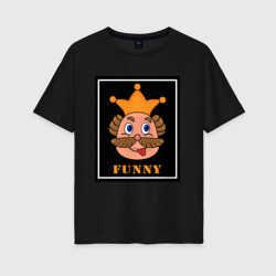 Женская футболка хлопок Oversize Веселый король смайликов - Funny king emoji