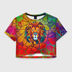 Женская футболка Crop-top 3D Lion face paint