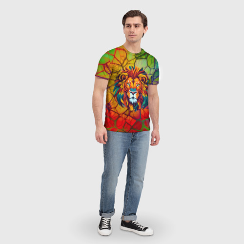 Мужская футболка 3D Lion face paint, цвет 3D печать - фото 5