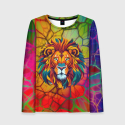 Женский лонгслив 3D Lion face paint