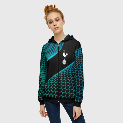 Женская толстовка 3D на молнии Tottenham football net, цвет черный - фото 3