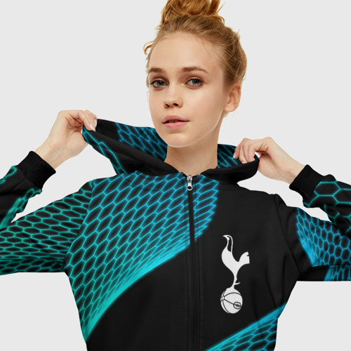 Женская толстовка 3D на молнии Tottenham football net, цвет черный - фото 5