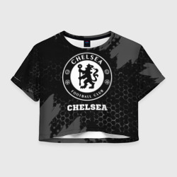 Женская футболка Crop-top 3D Chelsea sport на темном фоне