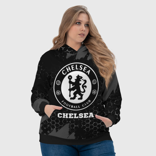 Женская толстовка 3D Chelsea sport на темном фоне, цвет 3D печать - фото 6