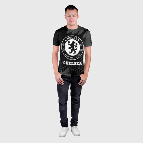Мужская футболка 3D Slim Chelsea sport на темном фоне, цвет 3D печать - фото 4