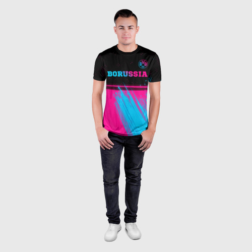 Мужская футболка 3D Slim Borussia - neon gradient посередине, цвет 3D печать - фото 4