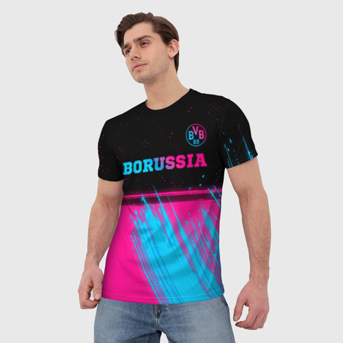 Мужская футболка 3D Borussia - neon gradient посередине, цвет 3D печать - фото 3