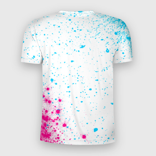 Мужская футболка 3D Slim с принтом Roma neon gradient style вертикально, вид сзади #1