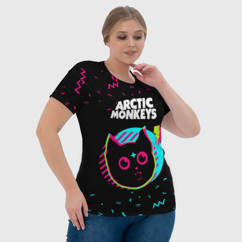 Женская футболка 3D Arctic Monkeys - rock star cat, цвет 3D печать - фото 6