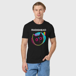 Мужская футболка хлопок Radiohead rock star cat - фото 2