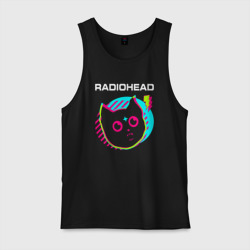 Мужская майка хлопок Radiohead rock star cat