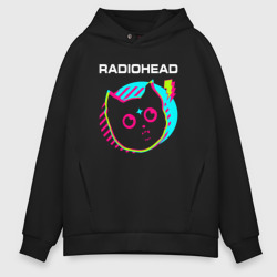 Мужское худи Oversize хлопок Radiohead rock star cat