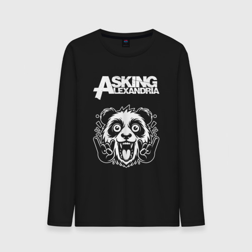 Мужской лонгслив хлопок Asking Alexandria rock panda, цвет черный