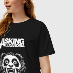 Женская футболка хлопок Oversize Asking Alexandria rock panda - фото 2