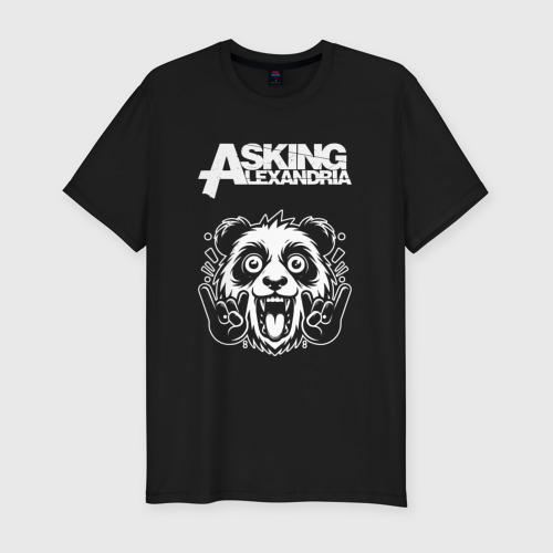 Мужская футболка хлопок Slim Asking Alexandria rock panda, цвет черный